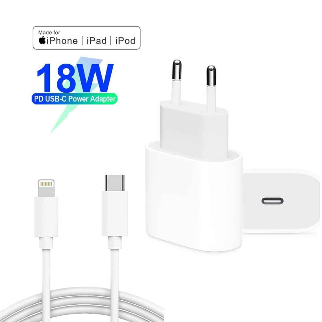Carregador iPhone 12 USB C com Cabo USB TypeC 3.1A 18W